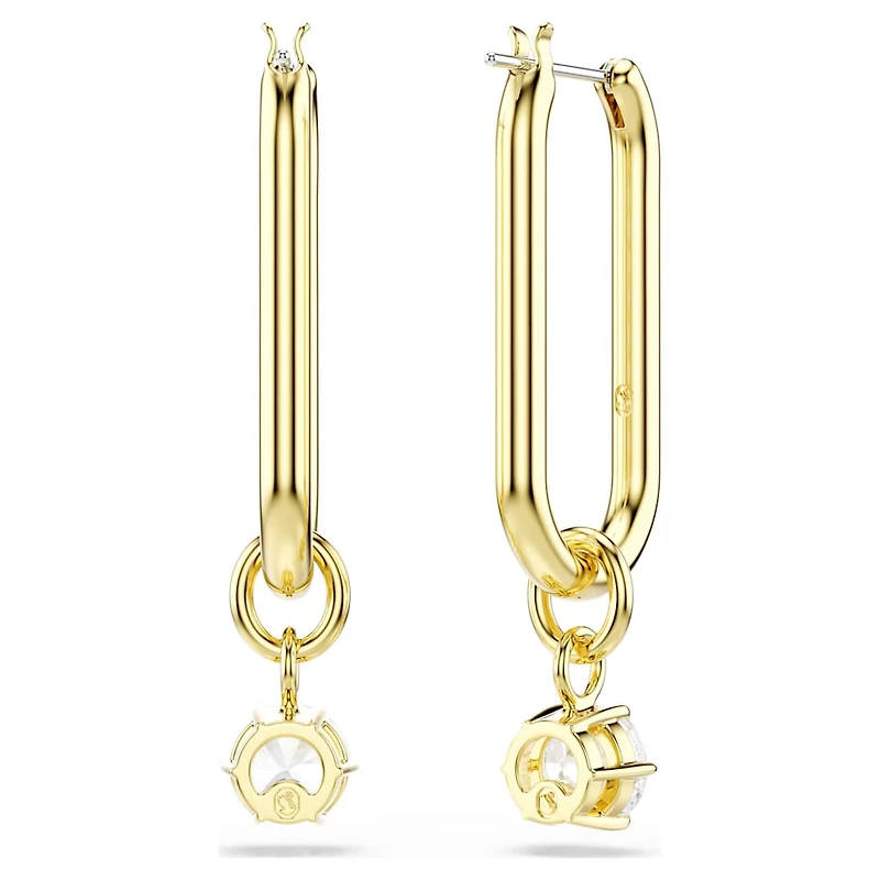 Constella drop earrings, Round cut, White, Gold-tone plated by SWAROVSKI