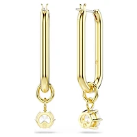 Constella drop earrings, Round cut, White, Gold-tone plated by SWAROVSKI