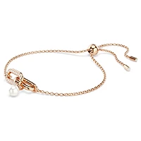 Constella bracelet, Crystal pearl, Round cut, White, Rose gold-tone plated by SWAROVSKI