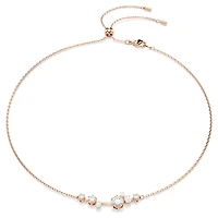 Constella necklace, Crystal pearl, Round cuts, White