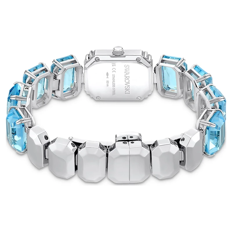 Watch, Octagon cut bracelet, Blue, Stainless steel by SWAROVSKI