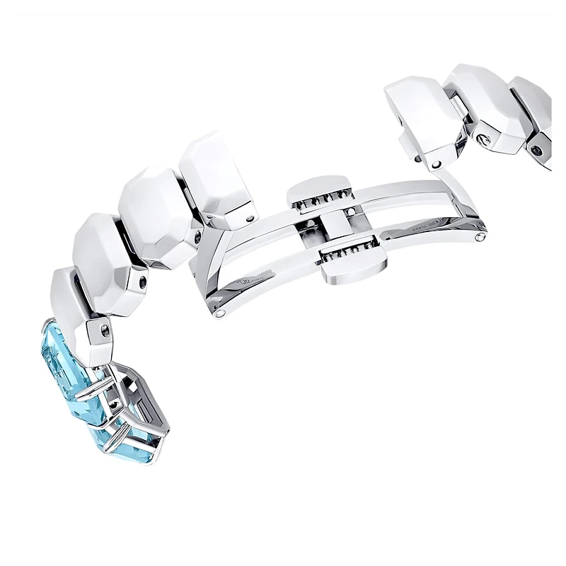 Watch, Octagon cut bracelet, Blue, Stainless steel by SWAROVSKI