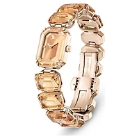Watch, Octagon cut bracelet, Brown, Champagne gold-tone finish by SWAROVSKI