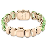 Watch, Octagon cut bracelet, Green, Champagne gold-tone finish by SWAROVSKI
