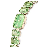 Watch, Octagon cut bracelet, Green, Champagne gold-tone finish by SWAROVSKI