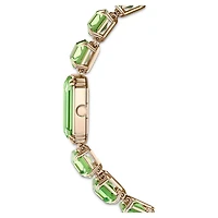 Watch, Octagon cut bracelet, Green, Champagne gold-tone finish by SWAROVSKI