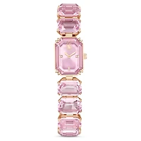 Watch, Octagon cut bracelet, Pink, Rose gold-tone finish by SWAROVSKI