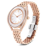 Crystalline aura watch, Swiss Made, Metal bracelet, Rose gold tone, Rose gold-tone finish by SWAROVSKI