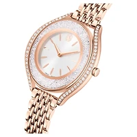 Crystalline aura watch, Swiss Made, Metal bracelet, Rose gold tone, Rose gold-tone finish by SWAROVSKI