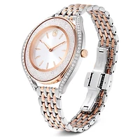 Crystalline aura watch, Swiss Made, Metal bracelet, Rose gold tone