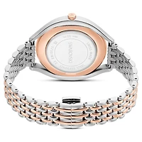 Crystalline aura watch, Swiss Made, Metal bracelet, Rose gold tone, Mixed metal finish by SWAROVSKI