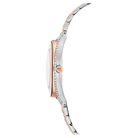 Crystalline aura watch, Swiss Made, Metal bracelet, Rose gold tone, Mixed metal finish by SWAROVSKI