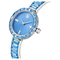 Matrix bangle watch, Swiss Made, Crystal bracelet, Blue, Stainless steel by SWAROVSKI