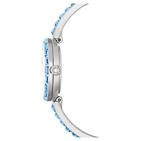 Matrix bangle watch, Swiss Made, Crystal bracelet, Blue, Stainless steel by SWAROVSKI