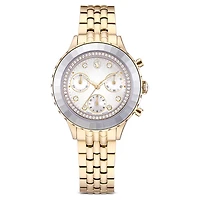 Octea chrono watch, Swiss Made, Metal bracelet, Gold tone, Champagne gold-tone finish by SWAROVSKI