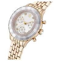 Octea chrono watch, Swiss Made, Metal bracelet, Gold tone, Champagne gold-tone finish by SWAROVSKI