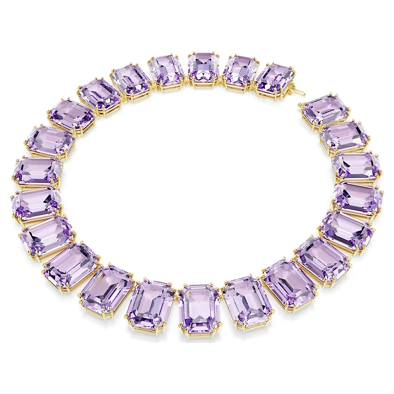 Millenia Tennis necklace, Oversized crystals, Octagon cut, Purple, Gold-tone plated by SWAROVSKI