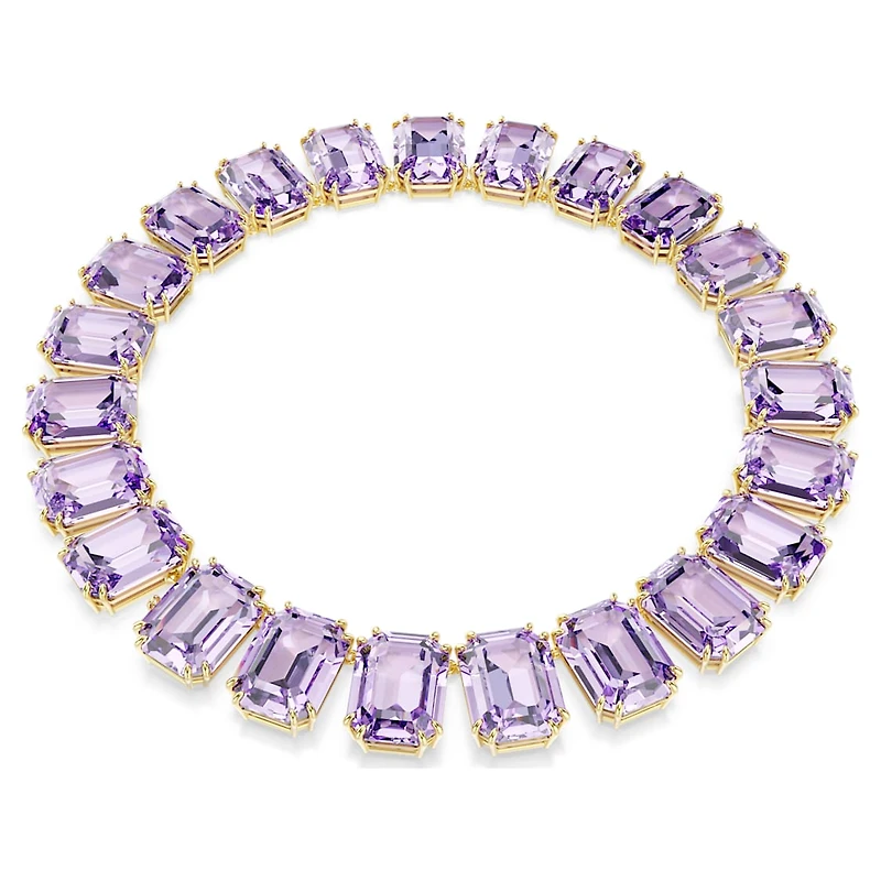 Millenia Tennis necklace, Oversized crystals, Octagon cut, Purple, Gold-tone plated by SWAROVSKI