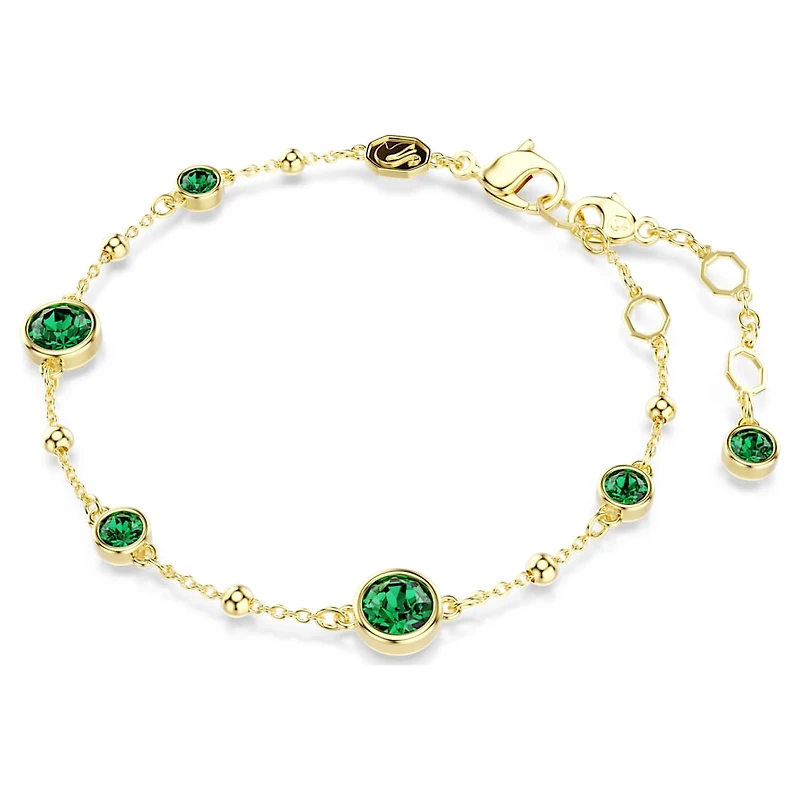 Imber bracelet, Round cut, Green, Gold-tone plated by SWAROVSKI