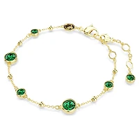 Imber bracelet, Round cut, Green, Gold-tone plated by SWAROVSKI