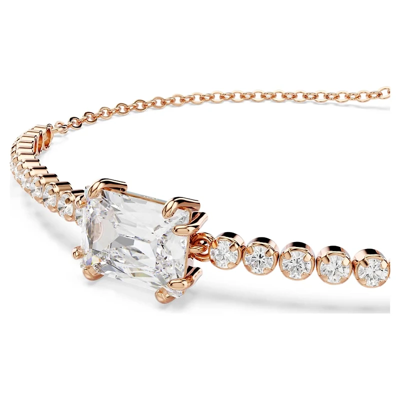 Matrix bracelet, Mixed cuts, White, Rose gold-tone plated by SWAROVSKI