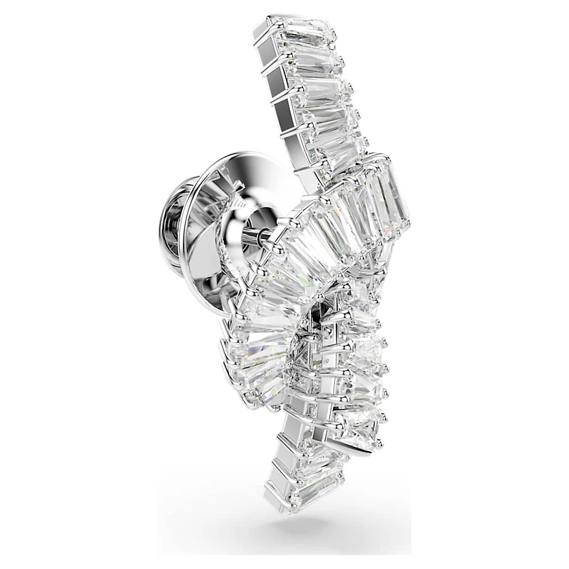 Matrix tack pin, Baguette cut, Knot, White, Rhodium plated by SWAROVSKI