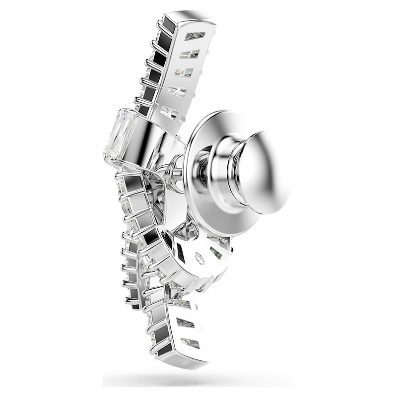 Matrix tack pin, Baguette cut, Knot, White, Rhodium plated by SWAROVSKI