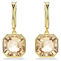 Millenia drop earrings, Square cut, Caramel, Gold-tone plated by SWAROVSKI
