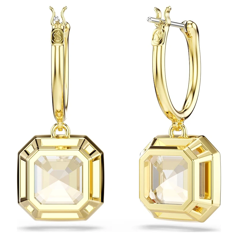 Millenia drop earrings, Square cut, Caramel, Gold-tone plated by SWAROVSKI