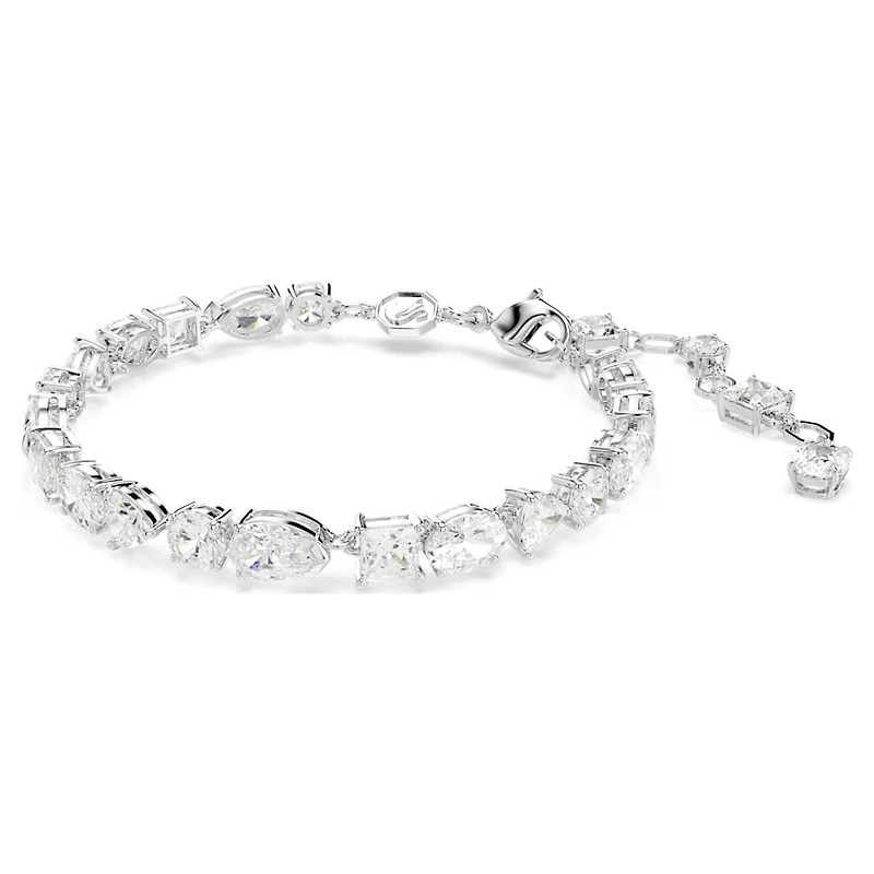 Mesmera bracelet, Mixed cuts, White, Rhodium plated by SWAROVSKI