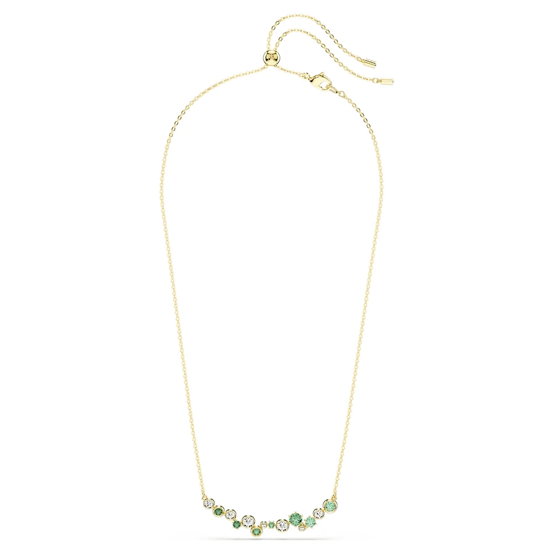 Constella necklace, Mixed cuts, Green, Gold-tone plated by SWAROVSKI
