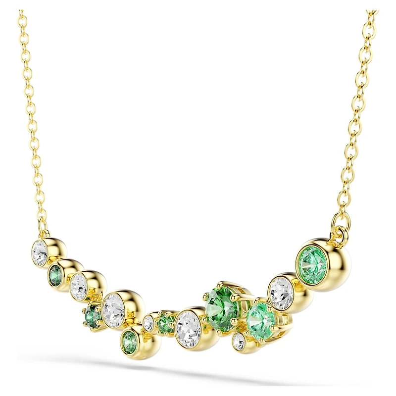 Constella necklace, Mixed cuts, Green, Gold-tone plated by SWAROVSKI