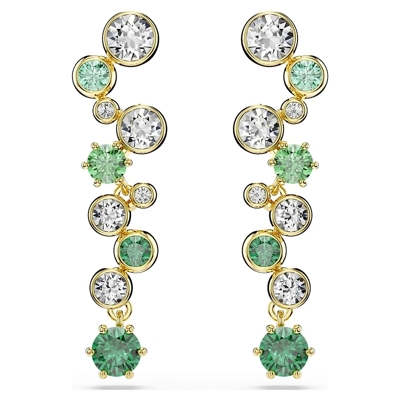 Constella drop earrings, Mixed cuts, Green, Gold-tone plated by SWAROVSKI