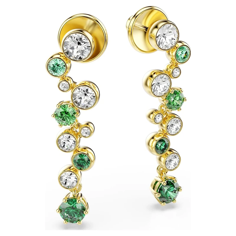Constella drop earrings, Mixed cuts, Green, Gold-tone plated by SWAROVSKI