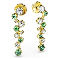 Constella drop earrings, Mixed cuts, Green, Gold-tone plated by SWAROVSKI