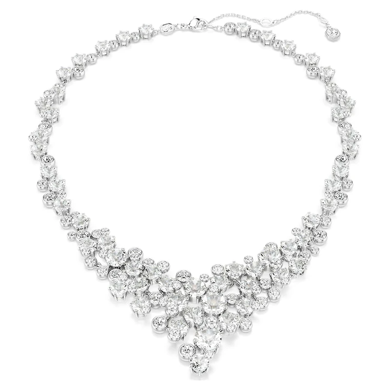 Constella necklace, Mixed cuts, Clasp, White, Rhodium plated by SWAROVSKI
