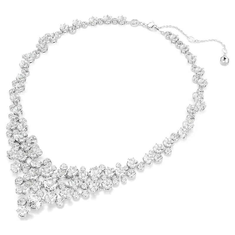 Constella necklace, Mixed cuts, Clasp, White, Rhodium plated by SWAROVSKI