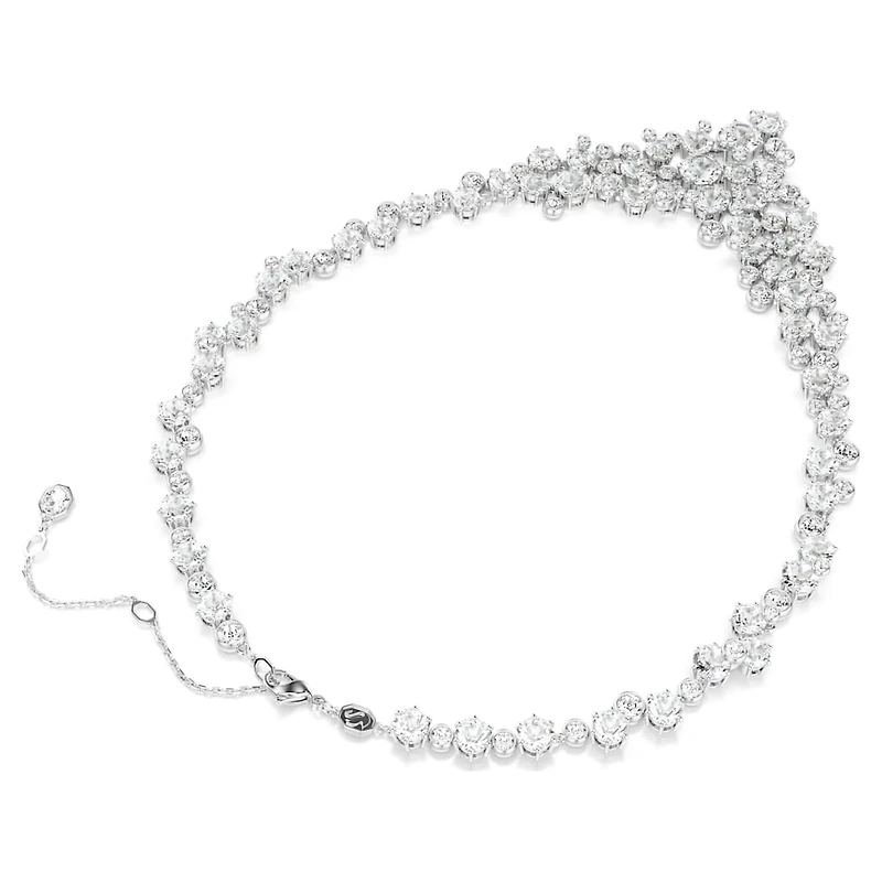 Constella necklace, Mixed cuts, Clasp, White, Rhodium plated by SWAROVSKI