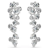 Constella drop earrings, Mixed cuts, White, Rhodium plated by SWAROVSKI