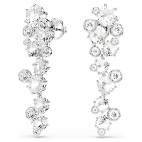 Constella drop earrings, Mixed cuts, White, Rhodium plated by SWAROVSKI