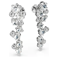 Constella drop earrings, Mixed cuts, White, Rhodium plated by SWAROVSKI