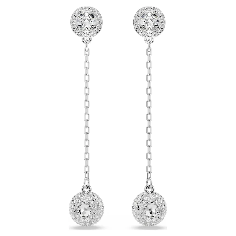 Una Angelic drop earrings, Round cut, White
