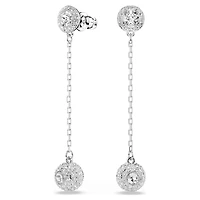 Una Angelic drop earrings, Round cut, White, Rhodium plated by SWAROVSKI