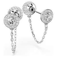 Una Angelic drop earrings, Round cut, White, Rhodium plated by SWAROVSKI