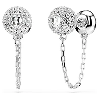 Una Angelic drop earrings, Round cut, White, Rhodium plated by SWAROVSKI