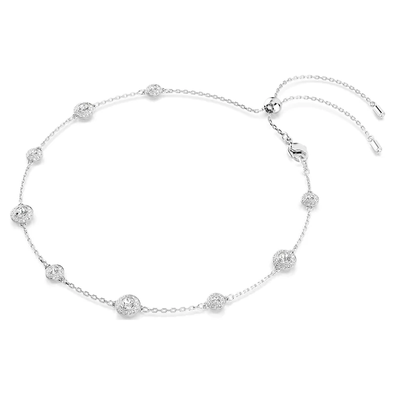 Una Angelic necklace, Round cut, Double sided motifs, White, Rhodium plated by SWAROVSKI