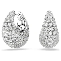 Sublima earrings, Large, White, Rhodium plated by SWAROVSKI
