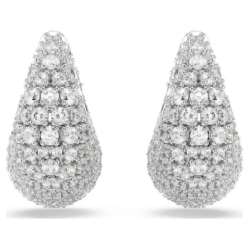 Sublima earrings, Large, White, Rhodium plated by SWAROVSKI