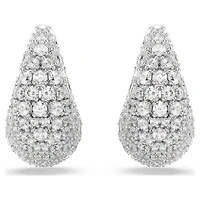 Sublima earrings, Large, White, Rhodium plated by SWAROVSKI