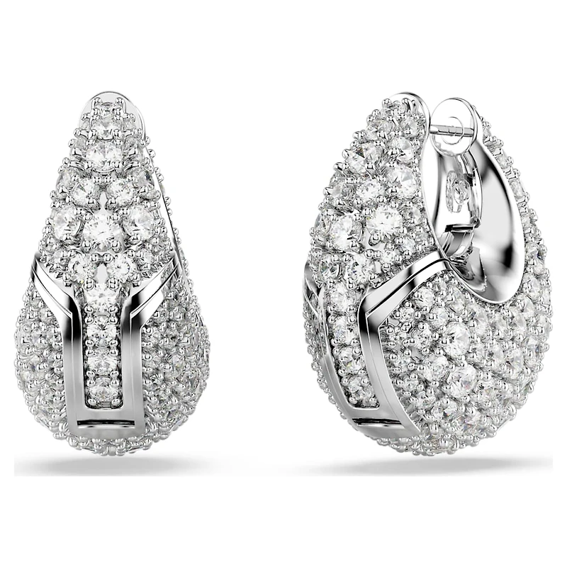 Sublima earrings, Larges, White, Rhodium plated by SWAROVSKI